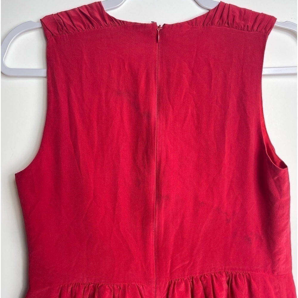 Madewell Red 100% Silk Shirred Dress Women’s Size 6 03501 - Picture 3 of 11